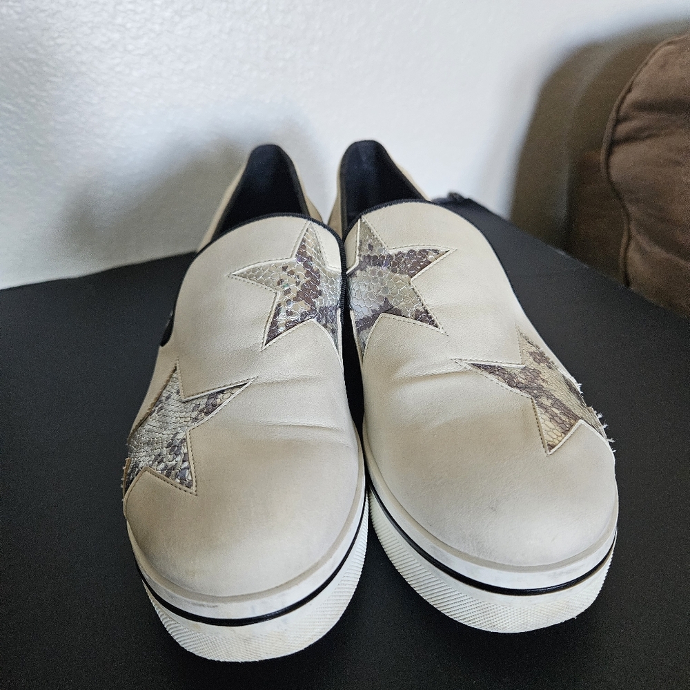 Stella McCartney  Silver Star Platform Slip On Sneaker Shoes Size 8.5 Eu 40